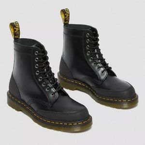 Dr. Martens 1460 Guard Panel Leather Lace Up Black Boots Size 7M/8L
